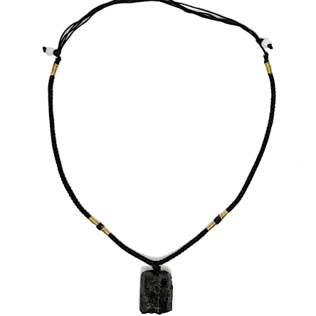 Naszyjnik wisior z Czarnego Turmalinu, Szerl, na regulowanym sznurze